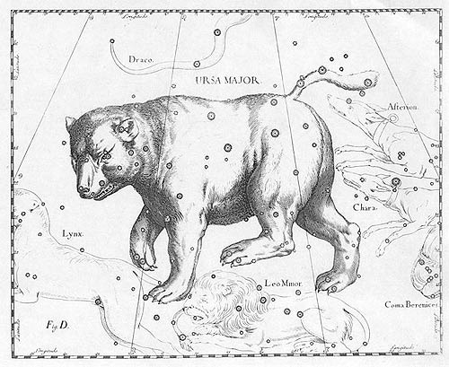 Созвездие Большой Медведицы в атласе Яна Гевелия. Фото с сайта http://ru.wikipedia.org