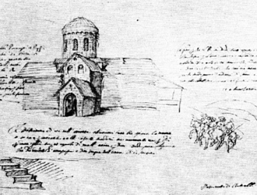 Илорский храм, рисунок итальянского миссионера Дона Кристефоре де Кастелли, XVII в. Фото: commons.wikimedia.org