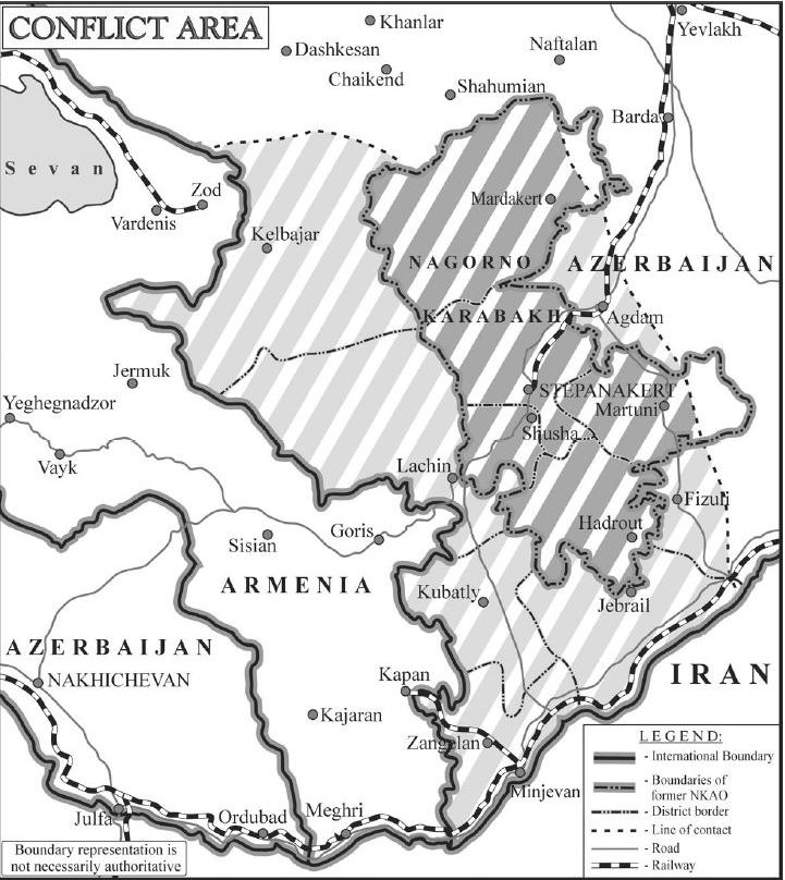 Карта Нагорного Карабаха и семи прилегающих районов