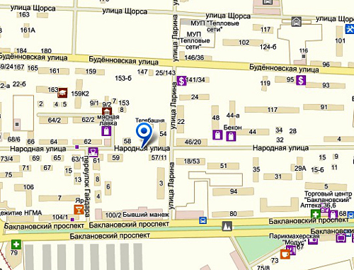 Улица Народная в Новочеркасске. Яндекс-карта