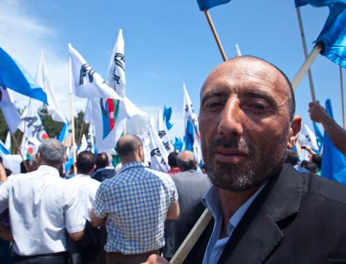 Митинг по случаю Дня республики в послеке Новханы, Азербайджан, 28 мая 2012 г. Фото Азиза Каримова для "Кавказского узла"