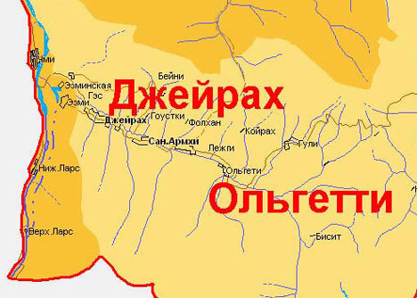 Джейрахский район Ингушетии. Карта с сайта www.ingushetia.org