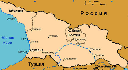 Карта Грузии. Карта с сайта http://ru.wikipedia.org