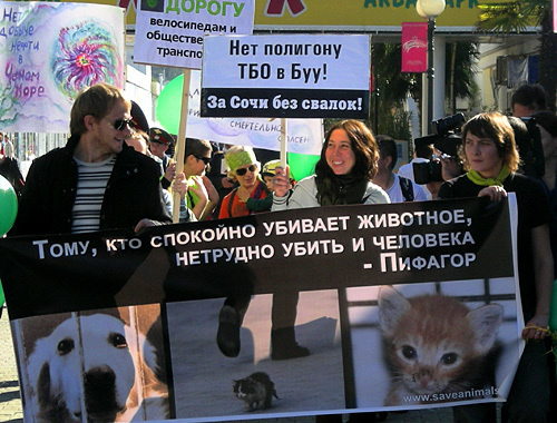 Участники экологического марша на Приморской набережной Сочи, 7 ноября 2010 года. Фото "Кавказского узла"