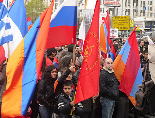 Митинг Союза армян России, посвященный 95-й годовщине геноцида армян. Москва, 24 апреля 2010 года. Фото "Кавказского узла"