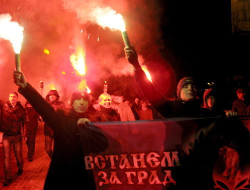 Участники факельного шествия националистов в Волгограде 11 декабря 2011 г. Фото Вячеслава Ященко для "Кавказского узла"