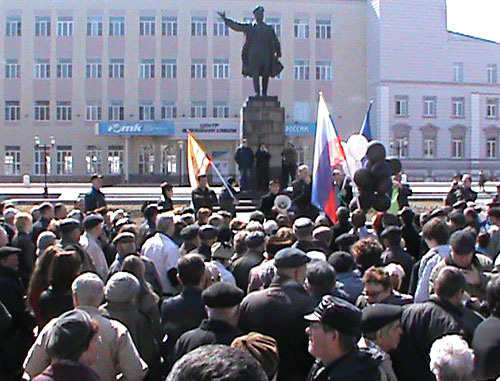Митинг в поддержку участников голодовки. Астрахань. 31 марта 2012 г. Фото Елены Гребенюк для «Кавказского узла»