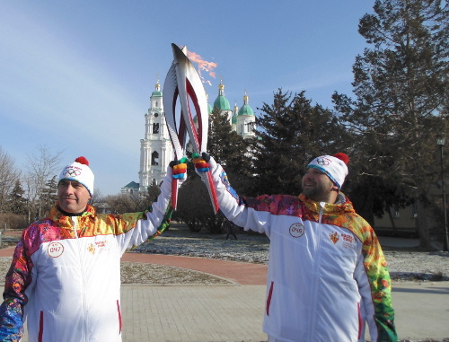 Эстафета олимпийского огня в Астраханском кремле. 26 января 2014 г. Фото Елены Гребенюк для "Кавказского узла"