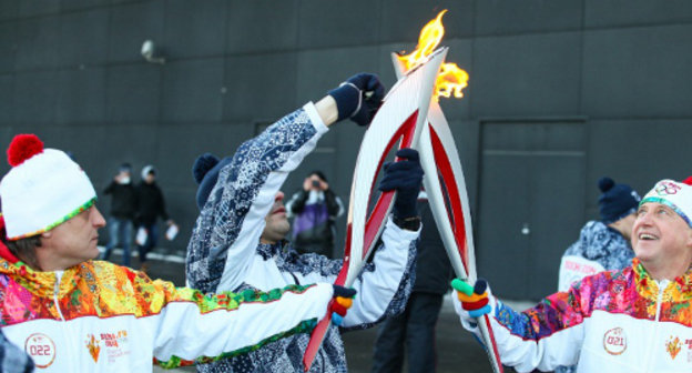 Эстафета олимпийского огня в Краснодаре 4 февраля 2014 г. Фото: Официальный сайт главы муниципального образования город Краснодар, http://www.glava.krd.ru/news/1549