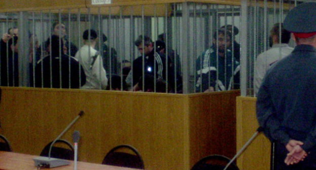 Подсудимые по делу о нападении на Нальчик во время одного из судебных заседаний. Фото Людмилы Маратовой для "Кавказского узла"