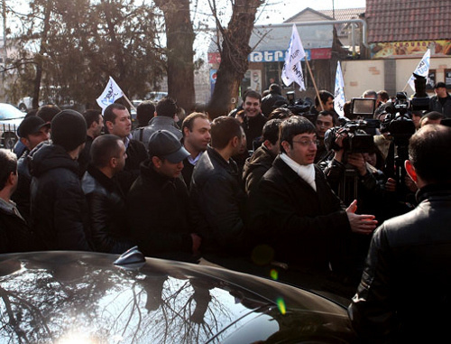 Акция протеста сотрудников ЗАО "Электрические сети Армении". Ереван, 13 февраля 2014 г. Фото: © PAN Photo / Hrant Khachatryan