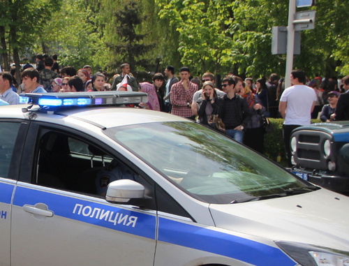 Автомобиль полиции в Грозном. Май 2014 г. Фото Магомеда Магомедова для "Кавказского узла"