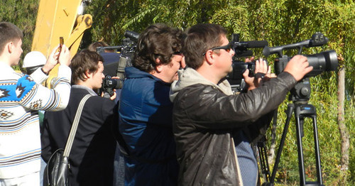 Журналисты присутствовали во время демонтажа стадиона. Волгоград, 15 октября 2014 г. Фото Татьяны Филимоновой для "Кавказского узла"
