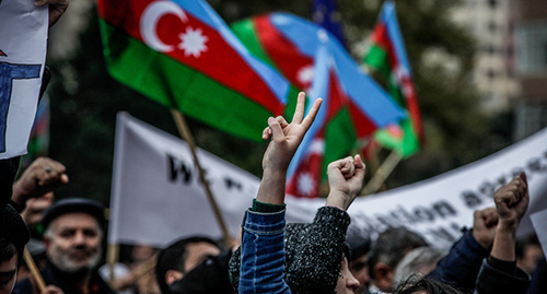 На митинге протеста в Баку. Фото Азиза Каримова для "Кавказского узла"