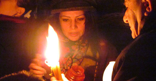 Во время литургии в честь Рождественского сочельника. Ереван, 5 января 2015 г. Фото Тиграна Петросяна для "Кавказского узла"