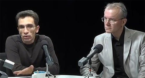 Александр Кынев (слева) и Олег Шеин (справа). Фото: Стоп-кадр видеоэфира программы "Лицом к событию"на  Радио Свобода, http://www.svoboda.org/media/video/25150833.html 