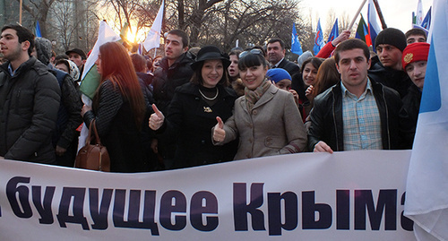 Участники митинга в Махачкале. 18 марта 2015 год. Фото Патимат Махмудовой для "Кавказского узла"