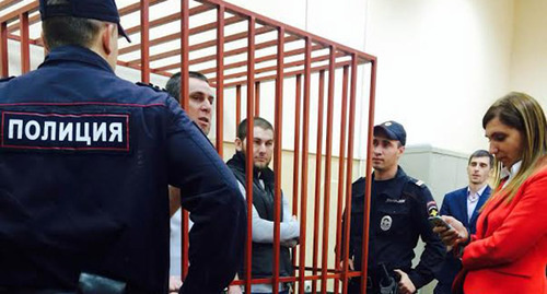 Обвиняемые в зале Басманного районного суда Москвы. Фото Юлии Буславской для "Кавказского узла"