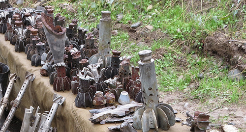 Снаряды, собранные на позициях армии НКР. Фото Алвард Григорян для "Кавказского узла"