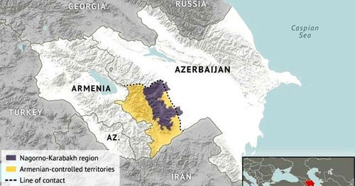 Карта Нагорно-Карабахского региона. Фото: RFE/RL