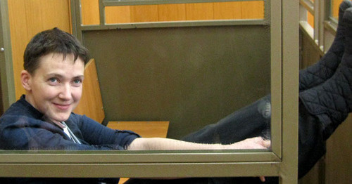 Надежда Савченко в Донецком городском суде во время перерыва, 22 марта 2016 года. Фото Константина Волгина для "Кавказского узла"