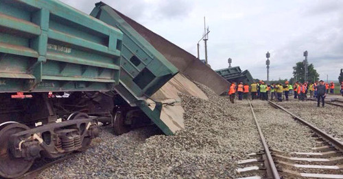 Авария грузового поезда под Анапой. 16 мая 2016 г. Фото: Пресс-служба УТ МВД РФ по ЮФО