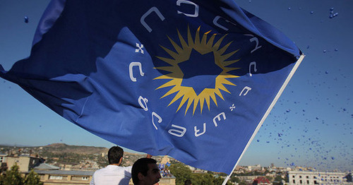 Флаг партии "Грузинская мечта — Демократическая Грузия". Фото: Sputnik/Mikhail Mokrushin