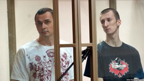Олег Сенцов и Александр Кольченко на суде. Фото: Антон Наумлюк, RFE/RL