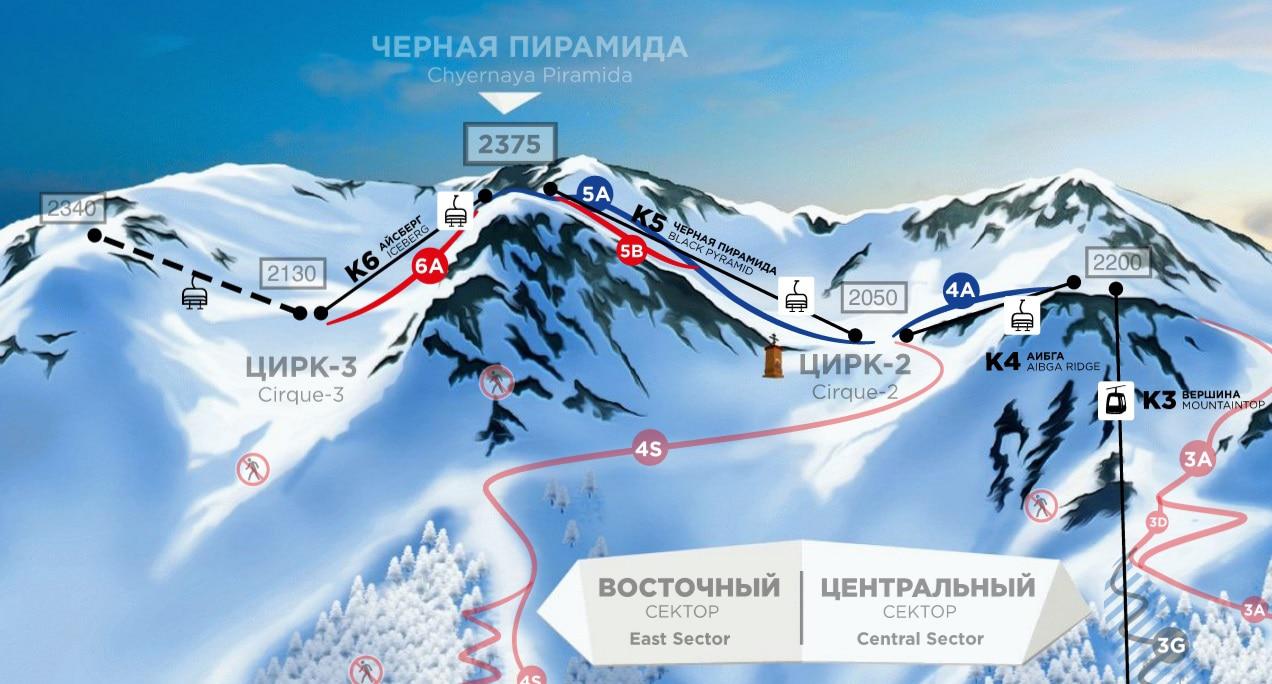 Схема открытых сегодня в горах Сочи трасс. Фото: https://gorkygorod.ru/slopes_new