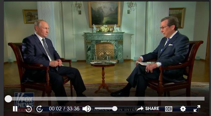 Скриншот из записи интервью президента России американскому телеканалу Fox News http://video.foxnews.com/v/5810009147001/?#sp=show-clips