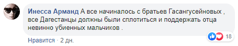 Скриншот комментария к публикации об избиении Шарипа Магомедшарипова, https://www.facebook.com/ismail.magomedsharipov.7/posts/2397667787169177