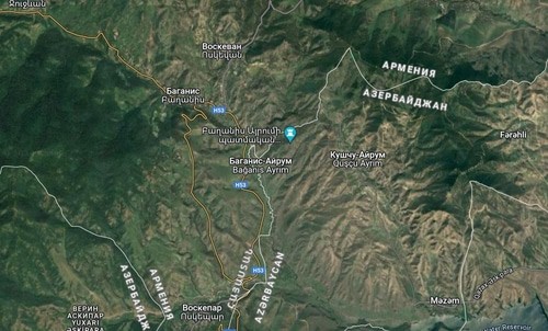 Села Воскепар, Баганис и Воскеван. Скриншот https://www.google.com/maps