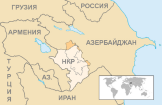 Карта региона. Нагорный Карабах - де-факто сформировавшееся государство.