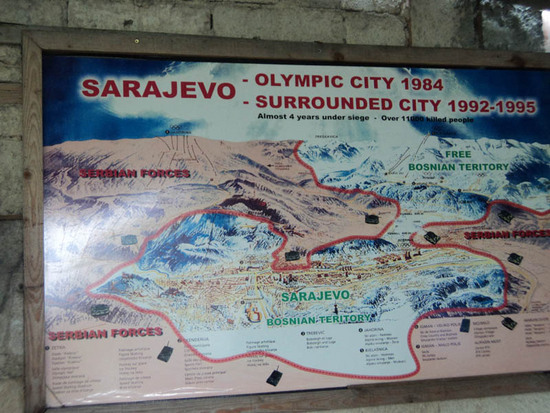 Карта военного периода, когда Сараево было в осаде.