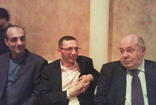 Участники встречи руководителей СМИ Армении и Азербайджана в офисе "Российской газеты". Слева направо: Арман Сагателян, Армен Минасян, Михаил Швыдкой. Москва, 4 июня 2012 г. Фото: Самвел Мартиросян 