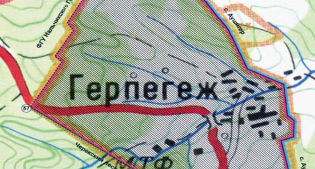 Карта села Герпегеж. Карта с сайта www.balkaria.info