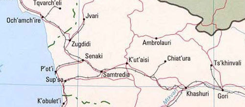 Западная Грузия. Карта с сайта www.otpusk.com