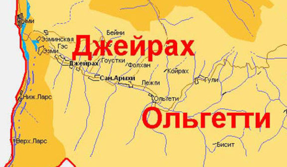 Джейрахский район Ингушетии. Карта с сайта www.ingushetia.org