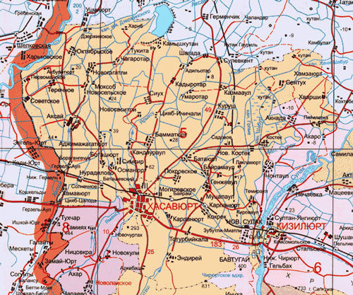 Хасавюртовский район. Карта с сайта http://kumukia.ru