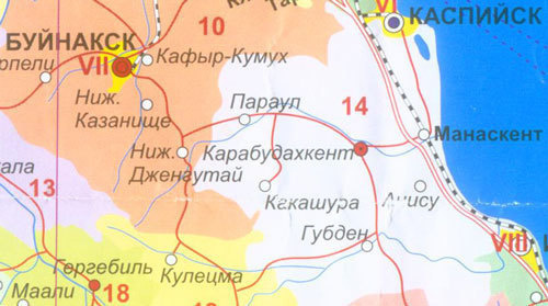 Карабудахкентский район на карте. Карта с сайта www.abdulatipov.ru