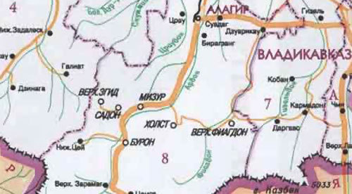 Посёлок Мизур на карте. Карта с сайта http://zilahar.narod.ru