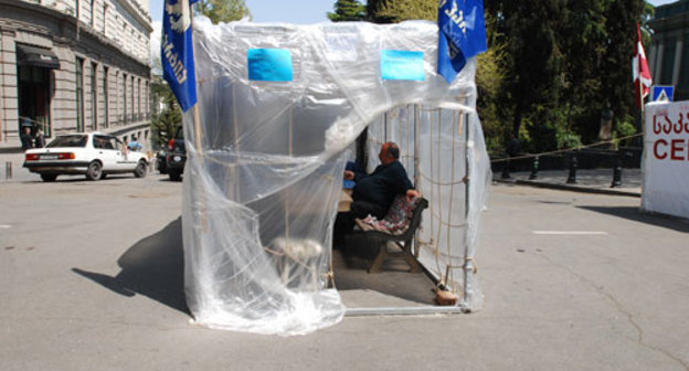Митингующие у здания Парламента Грузии. Тбилиси, 29 апреля 2009 года. Фото "Кавказского Узла"