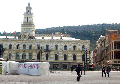 Тбилиси, площадь Свободы, палаточный городок оппозиции, 15 мая 2009 года. Фото "Кавказского узла"