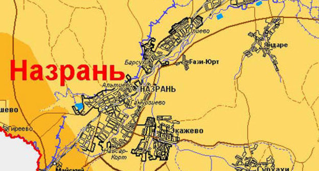 Населённые пункты Яндаре и Сурхахи на карте. Карта с сайта www.ingushetia.org