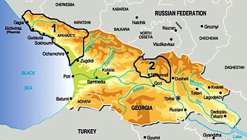 Южная Осетия (2) на карте. Карта с сайта www.liveastrology.org