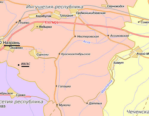 Фрагмент карты республики Ингушетия. Источник: www.venividi.ru/node/3030