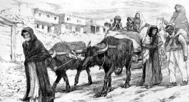 Фрагмент рисунка "Армянские беженцы" художника А. Петрова, 1915 год. Источник: http://ru.wikipedia.org