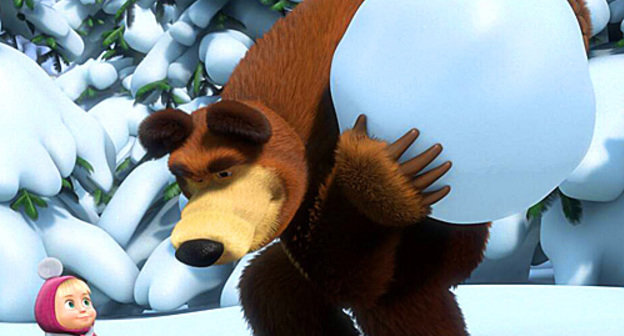 Кадр из фильма "Следы невиданных зверей" (сериал "Маша и медведь"), победителя номинации "Лучший анимационный фильм для детей" на XV Международном фестивале детского анимационного кино "Золотая рыбка". Источник: www.animaccord.ru