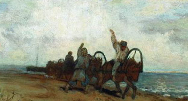 Фрагмент картины Исаака Левитана "Бурлаки". Источник: www.rgvktv.ru