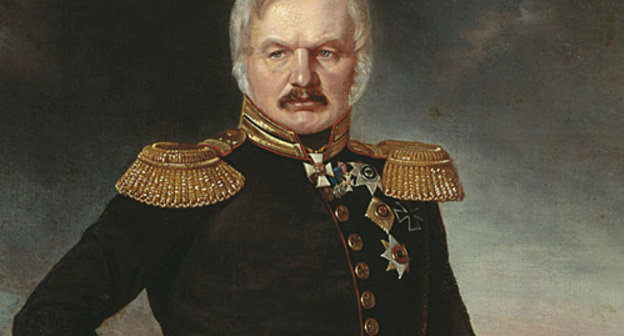 Портрет А. П. Ермолова кисти П. Захарова-Чеченца, приблизительно 1843 год. Истоник: http://ru.wikipedia.org